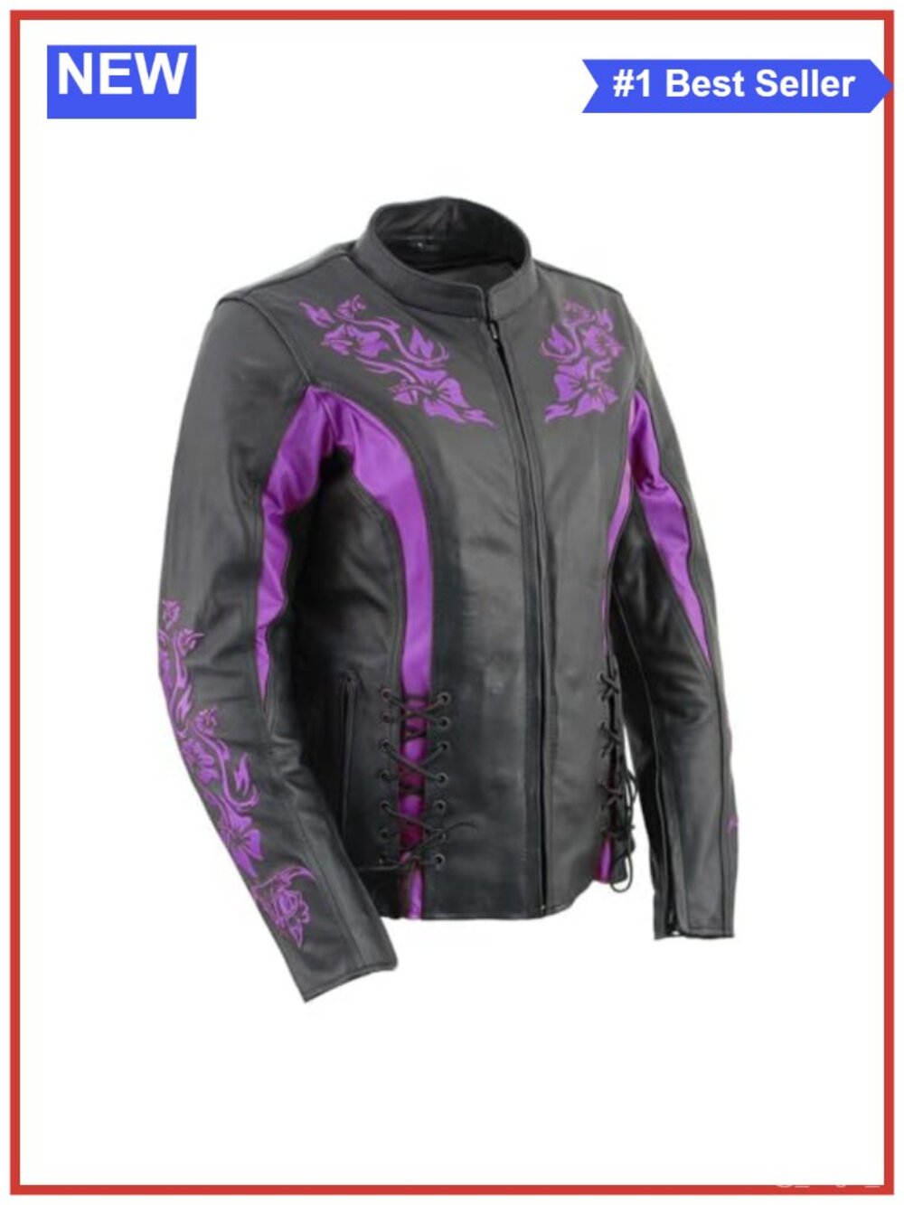 Premium Leather Racer Biker Jacket Mandarin Collar Moto
